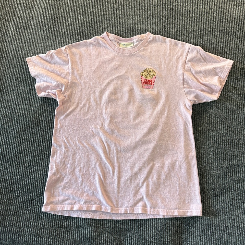 Simply Southern Pink Graphic Shirt Large Time Fries When Im With You Waffle Fry